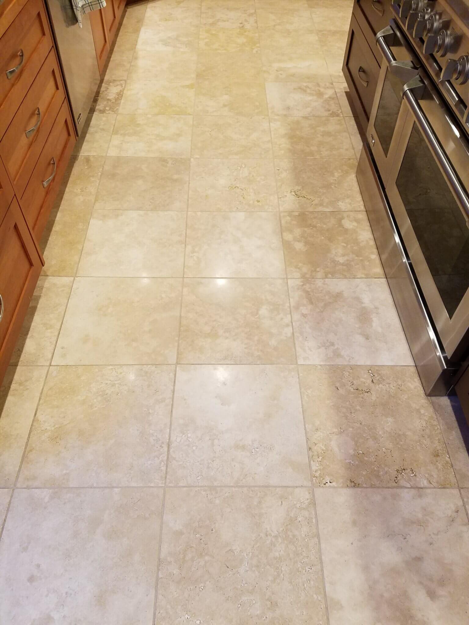 Travertine Floor Cleaned Buffed Sealed Tile And Grout Sacramento